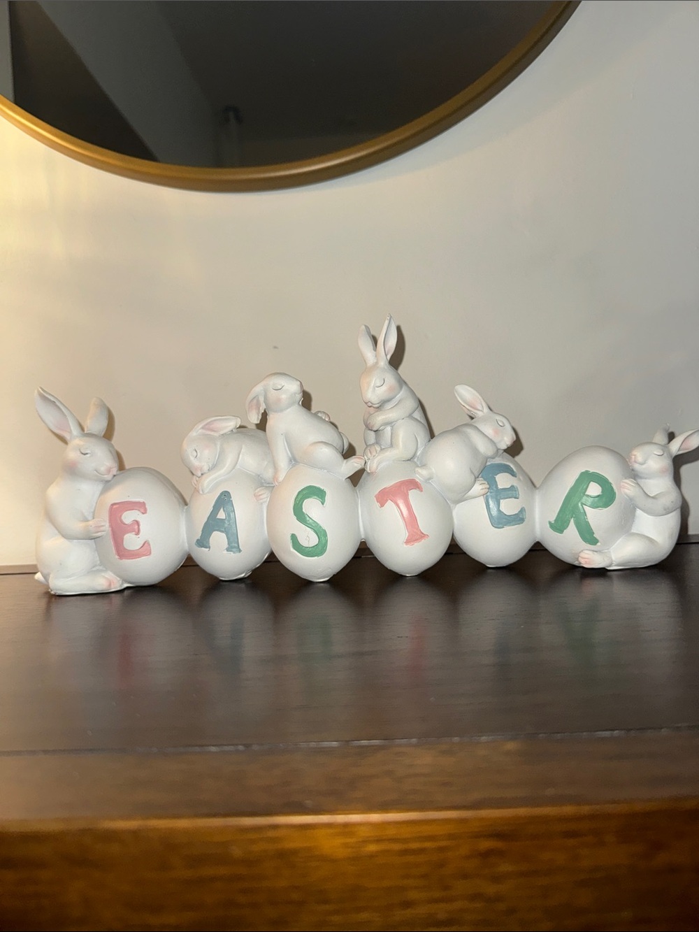 Easter Bunny Egg Stack Wall Decor - Pastel White Ceramic